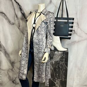 Few Moda brand charcoal, snake print vegan suede jacket